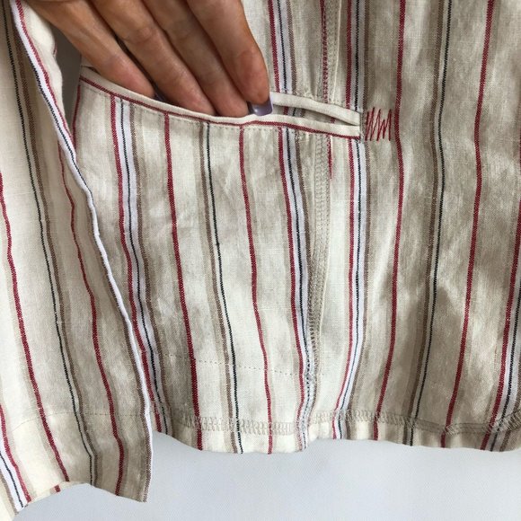 CHICOS 100% Linen Sriped Blazer S - Picture 2 of 6